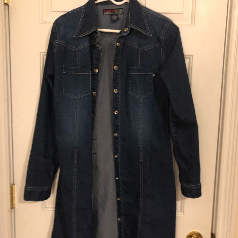 Long denim jacket good stretch